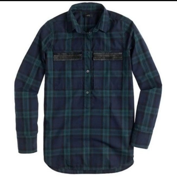 J CREW Black Watch Beaded Trim Button Down top size 6 - Picture 2 of 12